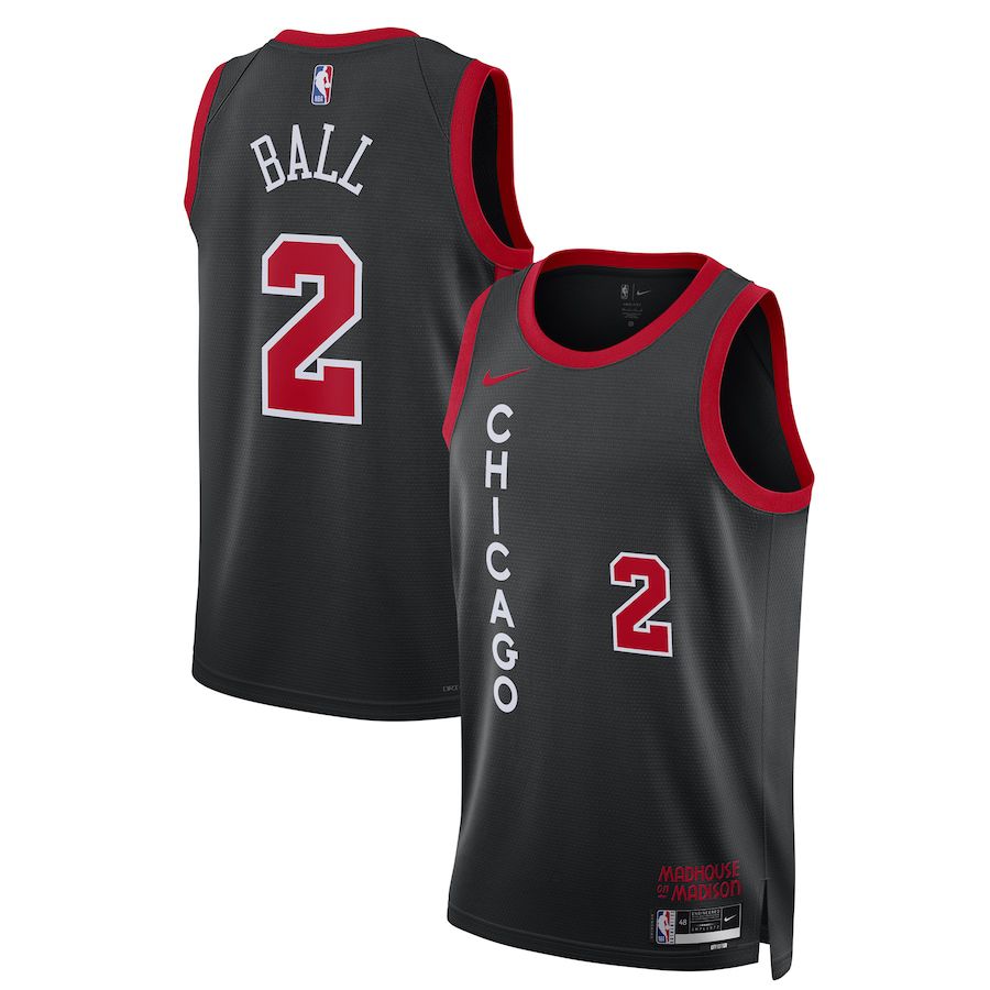 Men Chicago Bulls 2 Lonzo Ball Nike Black City Edition 2023-24 Swingman NBA Jersey